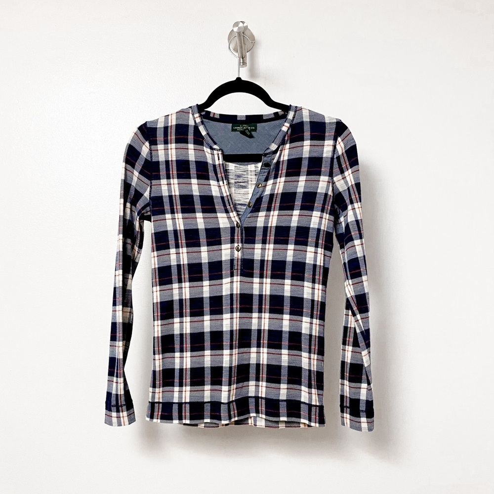 Lauren‎ Ralph Lauren Winter Fall Prep Casual Chic Plaid Long Sleeve Henley Shirt